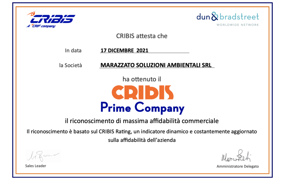 Al Gruppo la certificazione Cribis 2021